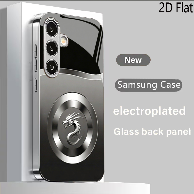 Samsung Galaxy A55 - Zilveren Draak Metalen Hoesje voor Samsung
