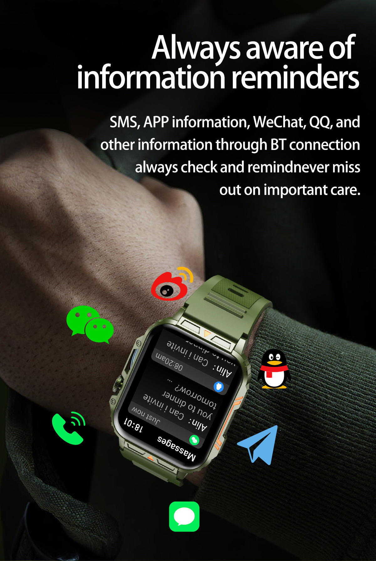 1.91 Outdoor Militaire Smart W - Smartwatch Face recensie en prijs